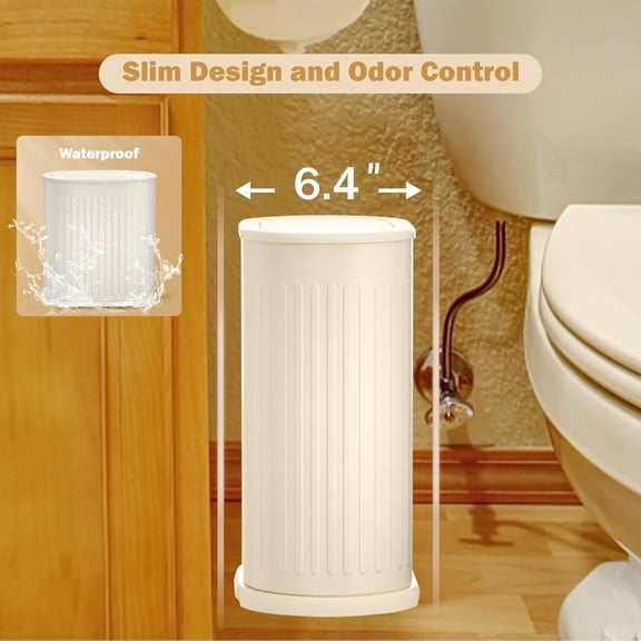 2.4Gal/9L Steel Slim Dog-Proof Trash Can Press Top Lid Removable Liner for Diaper Home Office