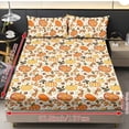 thumbnail image 4 of Garronmavis Fall Pumpkin Bow Print Twin Size Bedding Set, 2 Soft Decorative Pillow Shams & 1 Deep Pocket Fitted Sheet, Autumn Harvest Pattern Bed Cover for Kids, 137cm*193cm, 4 of 7