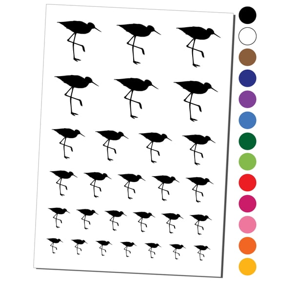 Sandpiper Bird Solid Water Resistant Temporary Tattoo Set Fake Body Art Collection - Light Green