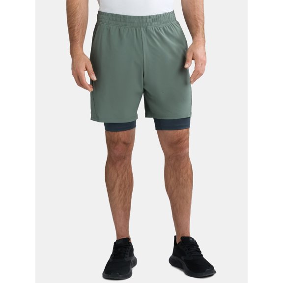 Athletic Works Men's and Big Men's 2 in 1 Gym Shorts with Liner, 6" & 8" Inseams, Sizes S-3XL