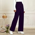 thumbnail image 4 of Zedker Soft Velvet Elastic Waist Loose Pockets Pants for Women Casual Wide-Leg Comfy Summer Breathable Long Pants with Drawstring,Purple,L, 4 of 5