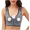 thumbnail image 4 of Women's Sports Bras Zipper Shockproof Gathers No Steel Vest Running Fitness Underwear Sports Bra Comfortable Bras for Women Gray L, 4 of 6