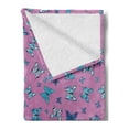 thumbnail image 2 of Blue and Pink Soft Flannel Fleece Throw Blanket, Abstract Butterflies Repeating Pattern on Pink Background Print, Cozy Plush for Indoor and Outdoor Use, 50" x 60", Multicolor, by Ambesonne, 2 of 5