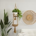 thumbnail image 2 of DecMode 10" x 10" x 47" Round Brown Fabric Handmade Hanging Macrame Wall Planter, 2 of 8