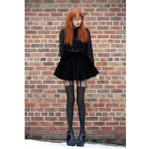 WHAMVOX Thigh High Stockings Stitching Lingerie Leg Stocking Socks for Women (Black)