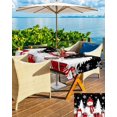 thumbnail image 5 of Outdoor Tablecloth with Umbrella Hole & Zipper, Black Christmas Rectangle Tablecloth 60x84 Inch, Snowman Xmas Tree Snowflake Gifts Patio Table Cover Waterproof Table Cloth for Picnic/Party, 5 of 6