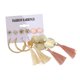 thumbnail image 1 of Conjunto de seis pares de pendientes con borlas de perlas y flores de estilo bohemio., 1 of 7