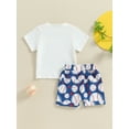 thumbnail image 4 of Bagilaanoe 2pcs Toddler Baby Boy Girl Shorts Set Short Sleeve Letter Print T Shirt Tops + Shorts 6M 12M 18M 24M 3T 4T Kids Casual Summer Clothes, 4 of 7