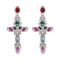 thumbnail image 1 of Pendientes de cruz de plata brillante con detalles de joyería de moda con diamantes de imitación para mujer, 1 of 3