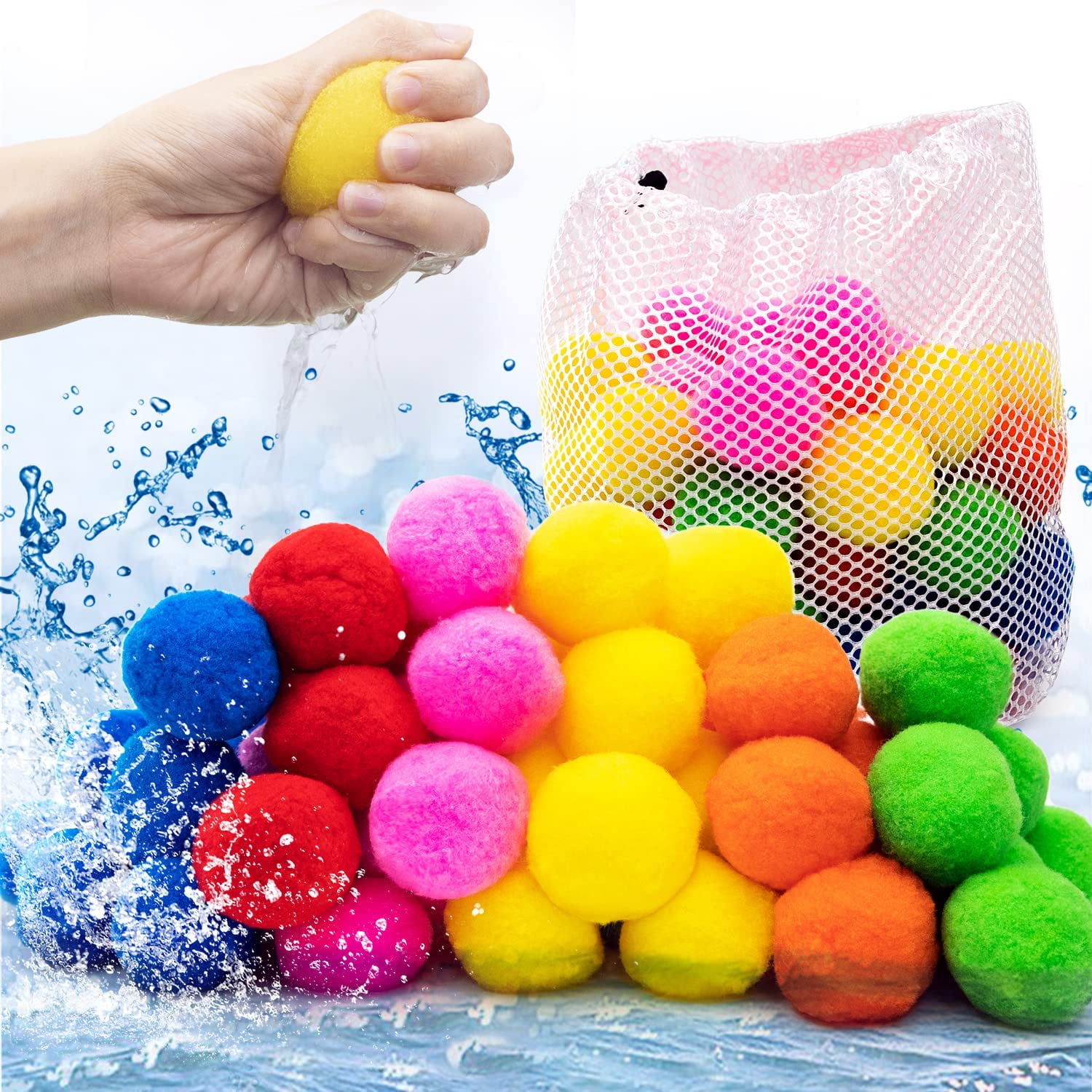 Auksay 50 Water Soaker Balls Reusable Water Balloons Splash Balls Pool