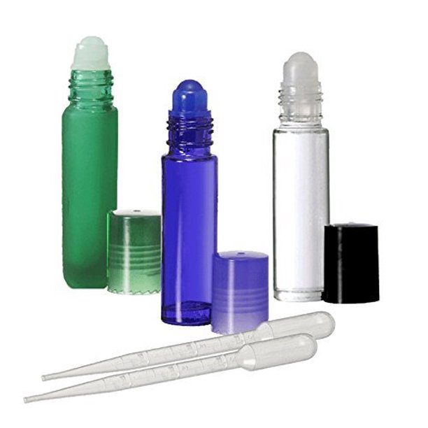 3 Refillable Roll On Perfume Bottles Purse or Travel Size "Green