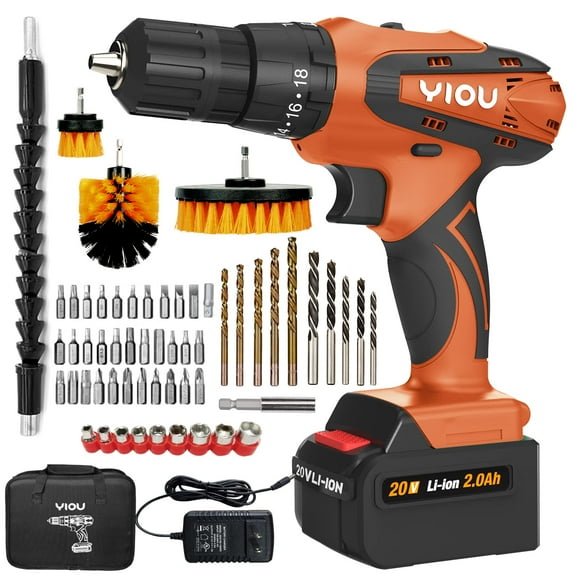 YIOU 20V MAX Cordless Drill/Driver Kit with Battery and Charger & Cordless