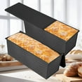 thumbnail image 4 of Pullman Loaf Pan with Lid, 2 Pack Non-Stick Black Bread Loaf Pans for Homemade Bread Carbon Steel Bread Toast Box with Cover for Bakeware Bread Toast Oven Baking Black, 4 of 5
