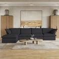 thumbnail image 5 of Sodrens Convertible Sectional Modular Sofa,L-Shaped Sofa Linen Fabric Couch Free Combination Sofa,4-Seat Sofa with One Ottoman for Living Room,Black, 5 of 11