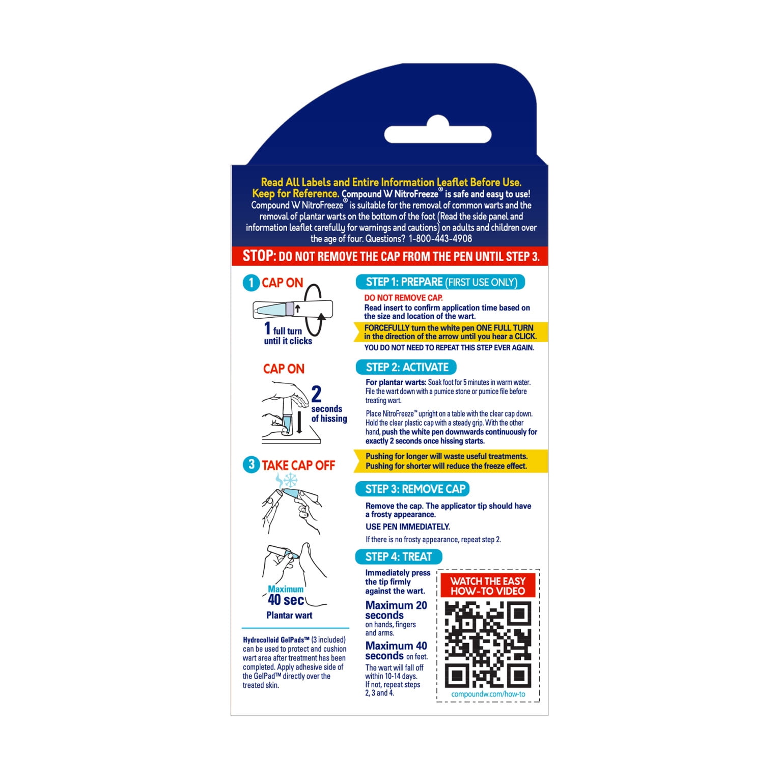 Compound W NitroFreeze + GelPads, Wart Removal, 6 Stick Applications & 3 GelPads