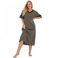 thumbnail image 3 of WBQ Long Nightgown, Womens V Neck Loungewear Oversized Sleepwear Loose Sleep Dress Gray Tag M/US 8, 3 of 6