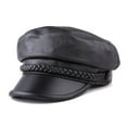 thumbnail image 2 of Women Newsboy Hats Black Leather Flat Caps Ladies Casual Genuine Sheepskin Leather Winter Classic Painter Caps Sailor ,Unique Design, 2 of 7