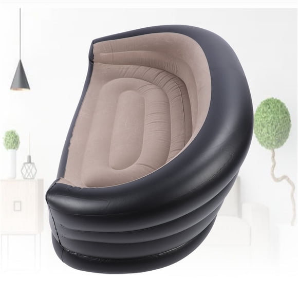 Double  Inflatable Chair PVC and Velvet Portable Blow Up Couch for Outdoor, Air Mattress Inflatable Sofa, Flodable Blow Up Couch Lounger, Portable Air Sofa for Indoor Living