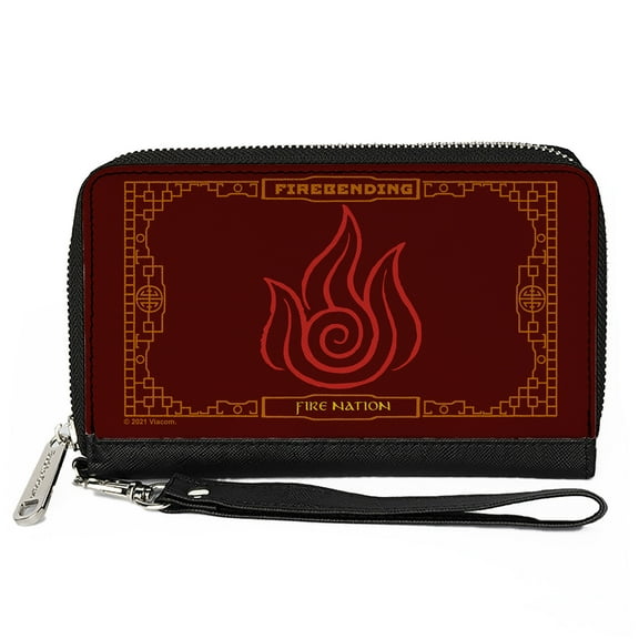 Nickelodeon Wallet, Zip Around, Avatar the Last Airbender Firebending Fire Nation Icon Reds, Vegan Leather