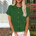 thumbnail image 2 of Ashirexll Chemises à Manches Courtes pour Femmes, Mode Couleur Unie Décontractée Col à Revers avec Cordon Élastique Manches Courtes, 2 of 7