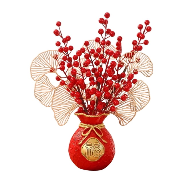 Decoración de Año Nuevo Chino Planta Falsa Bolsa de Dinero Jarrón Decorativo Festival de Primavera Estilo B