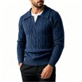 thumbnail image 6 of Sorvello Men's Fake Two Piece V Neck Cable Knit Sweater Long Sleeve Casual Fall Winter Pullover Top Layering Loungewear Blue L, 6 of 6