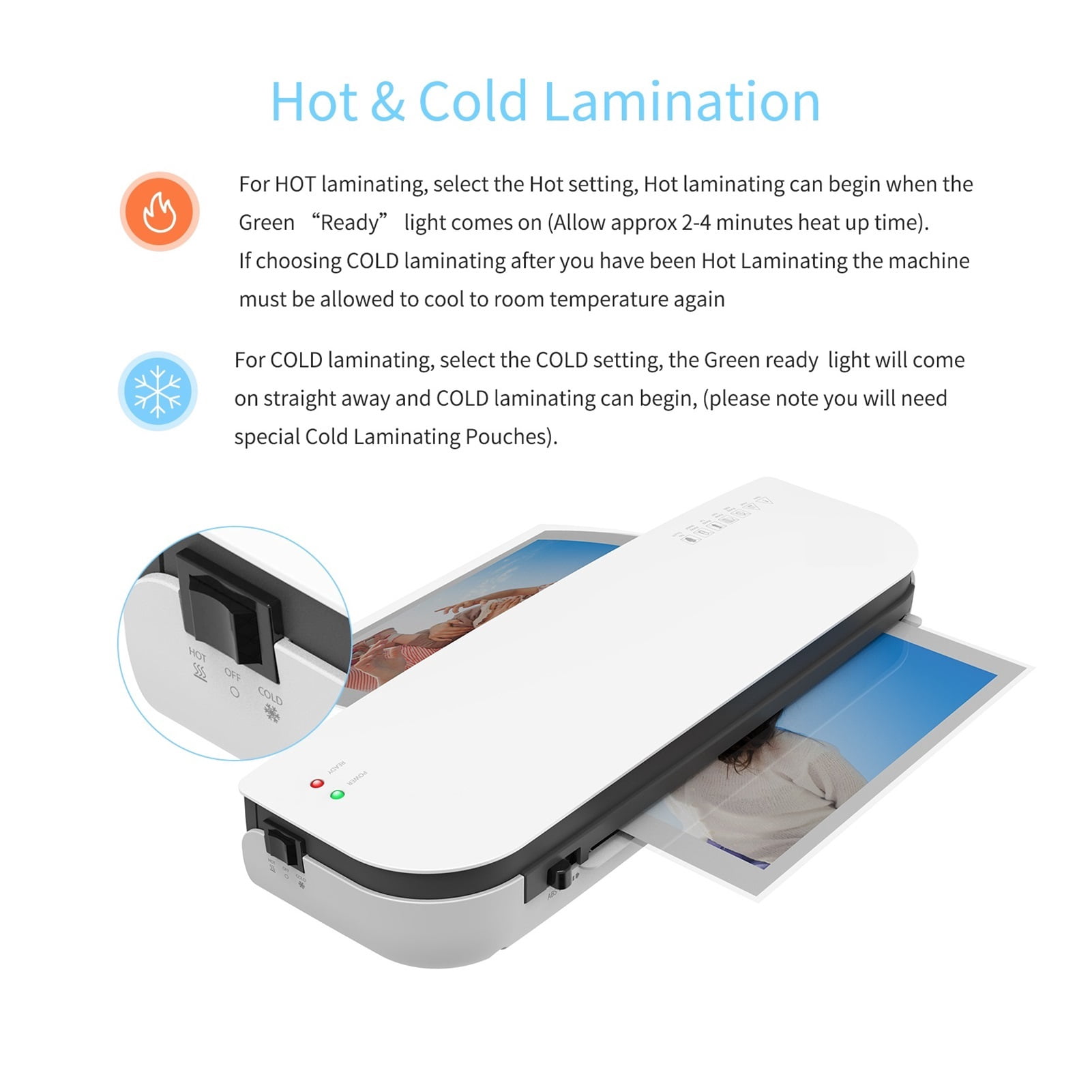 SL289 Desktop Laminator Machine Set A4 Size Hot And Cold Lamination 2 Roller System For Home Office School Supplies ,Easy Operation