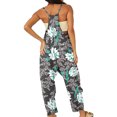 thumbnail image 5 of Gibobby pantalones holgados de oficina Mono estampado sin mangas con cuello en V informal de verano para mujer(Negro， L), 5 of 5