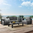 thumbnail image 2 of Lounge Sectional Sofa Chair Table Set, Grey Gray, Aluminum, Metal, Fabric, Modern Contemporary, Outdoor Patio Balcony Cafe Bistro Garden Furniture Hotel Hospitality, 2 of 10