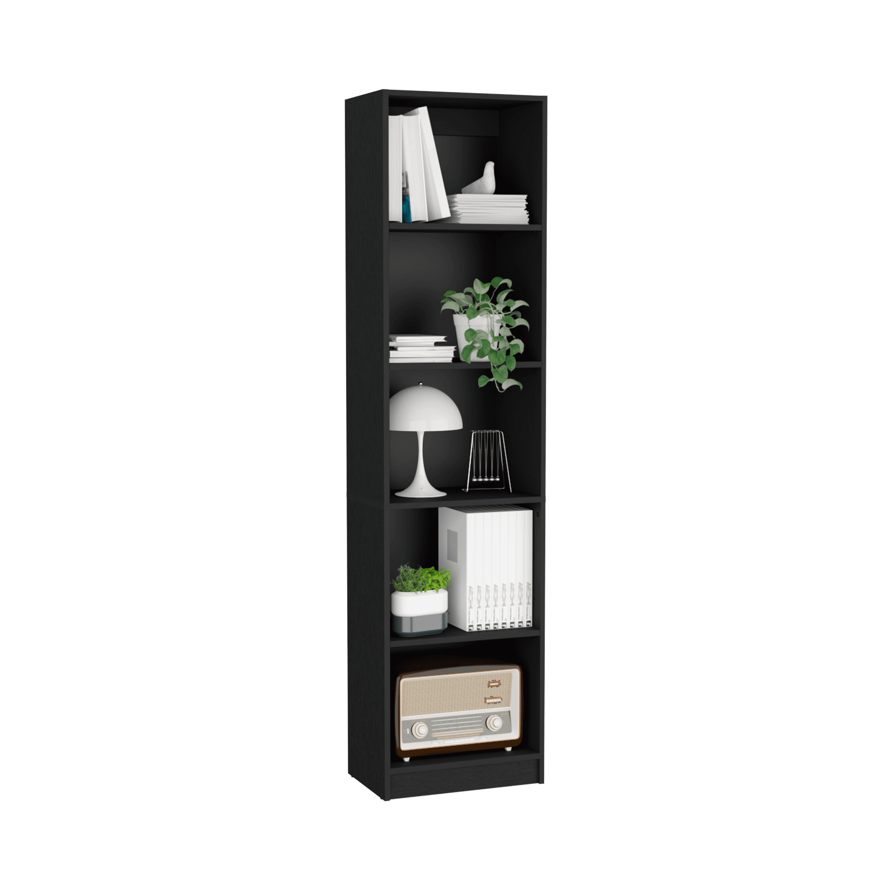 Bookcase Compact Bookshelf with Multiple Shelves, Black