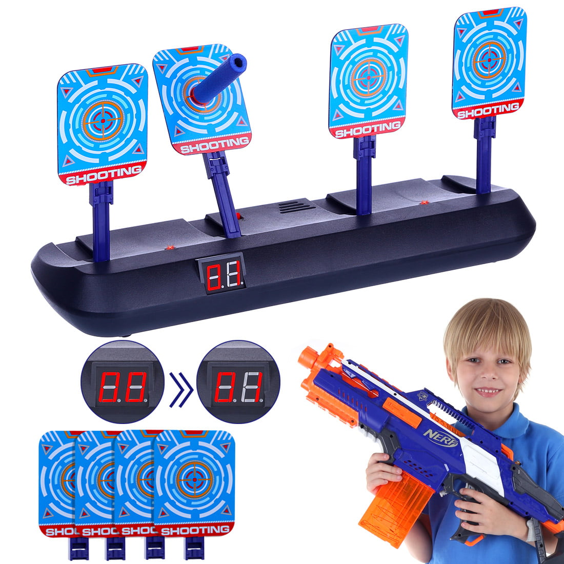 Electronic Scoring Auto Reset Shooting Target For Nerf Water Gun Kids Toy Gift 