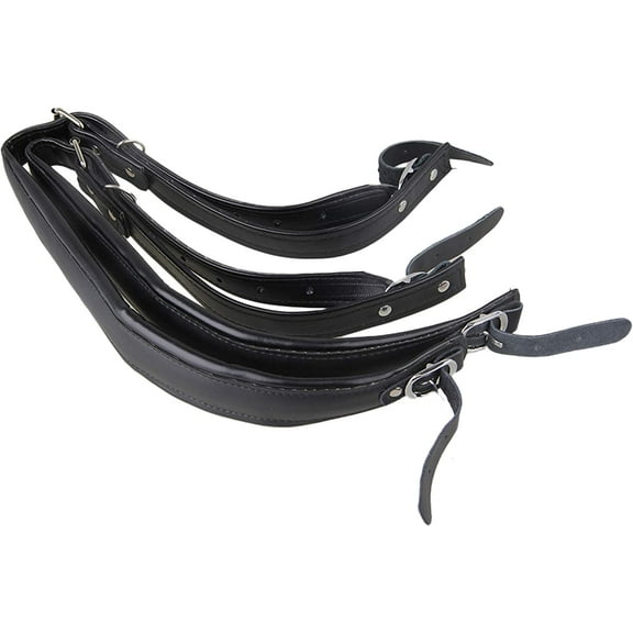 Black Soft PU Leather Accordion Shoulder Harness Strap with Adjustable Buckles Pack of 2 Black