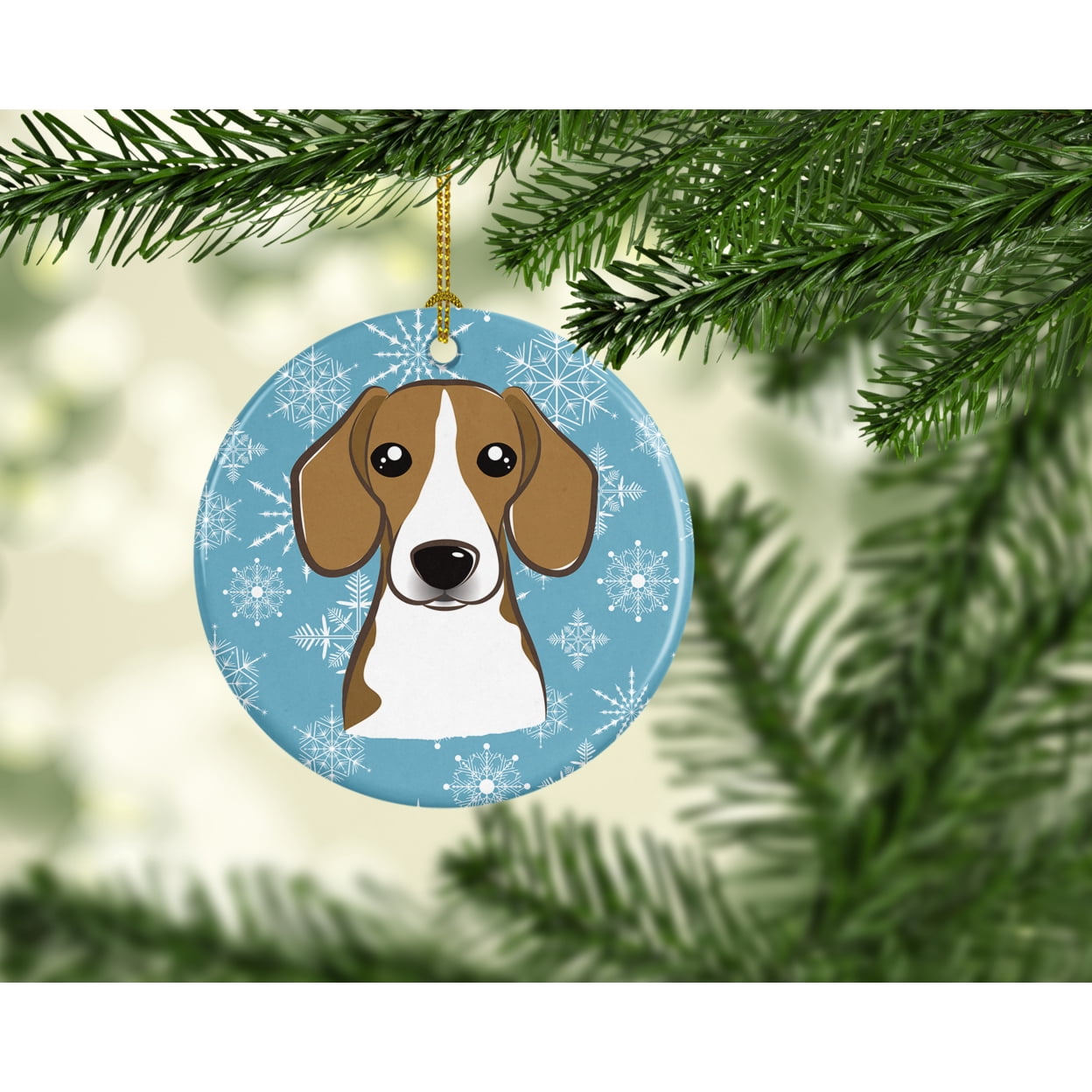 Carolines Treasures BB1673CO1 Snowflake Beagle Ceramic Ornament 3 in multicolor