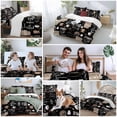 thumbnail image 6 of Coffee Black Duvet Cover Set, Brown Beans Cup Dessert Drink Monochrome Soft Duvet Cover Twin Size Bedding Set 4 Pieces, 1 Quiltcover and 2 Pillowcases with Zipper, 1 Bed Sheet for All Seasons, 6 of 9