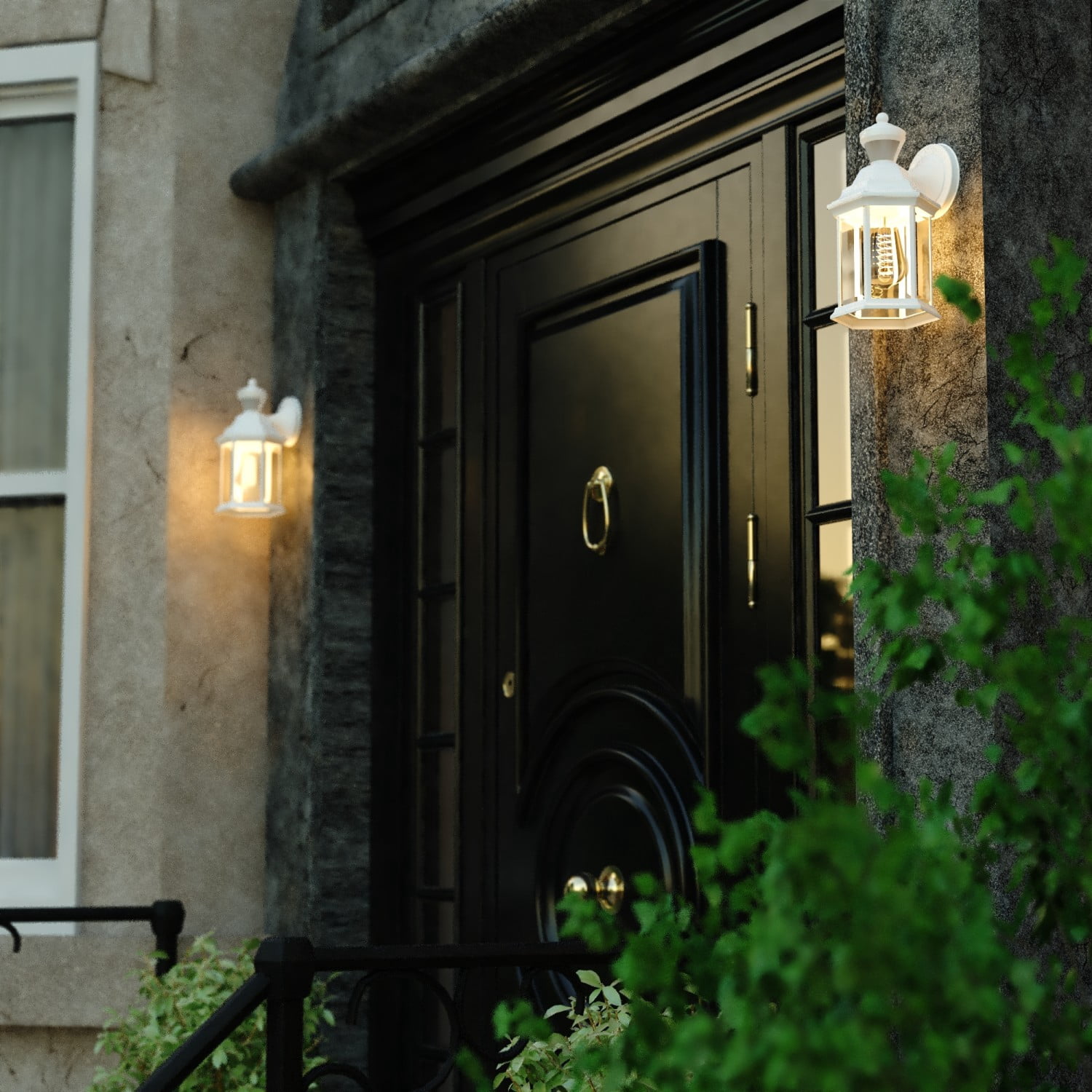 Auburn Aluminum 6.25-in. W 1 Light White Motion Sensor Dusk to Dawn Outdoor Wall Lantern Clear Glass