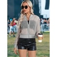 thumbnail image 6 of Nlife Women Sheer Mesh Sparkly Jacket Full-Zip See Through Bomber Glitter Shiny Long Sleeve Outwear, 6 of 8