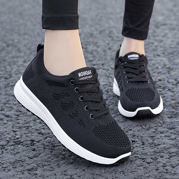 NOKIO Women's Soft Sole Running Shose With Breathable Mesh Lightweight Walking Sneakers Fashion Casual Knit Tennis Shoes Comfortable Non-S𝗅ip Athlet𝗂c Shoes for Daily Fitness Workout Training