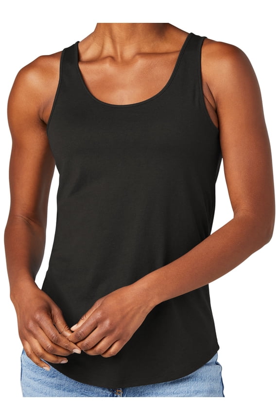 Women's Relaxed TriBlend Moisture-Wicking Yoga Tank Top, Large Black