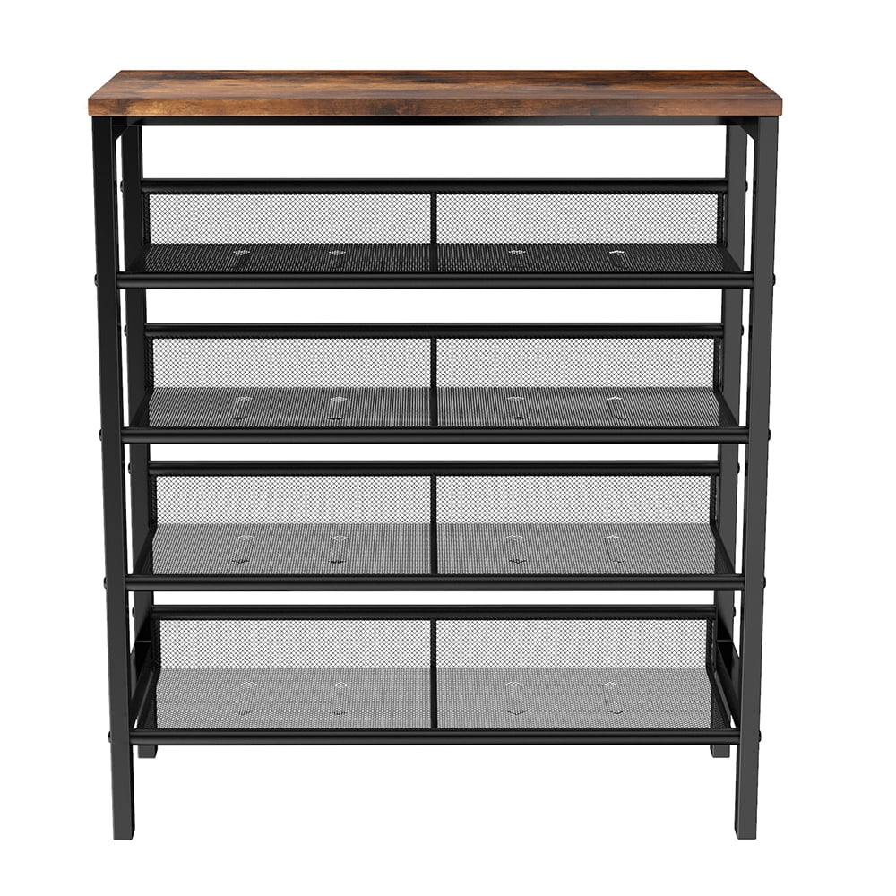 Lowestbest Industrial Shoe Rack with 4 Mesh Shelves, Suitable, Adjustable Country Style 5-Tier Storage Shelf Storage Organizer for Entrance Lowestbest Industrial Shoe Rack with 4 Mesh Shelves, Suitable, Adjustable Country Style 5-Tier Storage Shelf Storage Organizer for Entrance