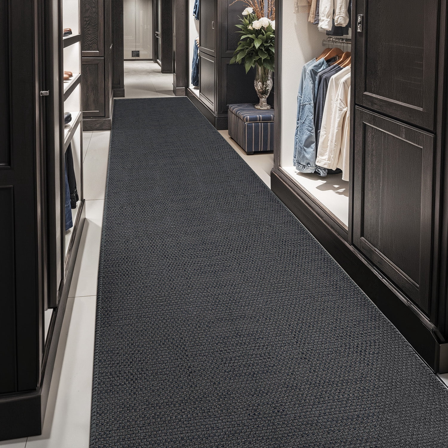 PABUBE Runner Rug, 3'x8' Grey Hallway Runner, Non Slip Washable Hallway Rug, Carpet Runner for Hallway Living Room Bedroom