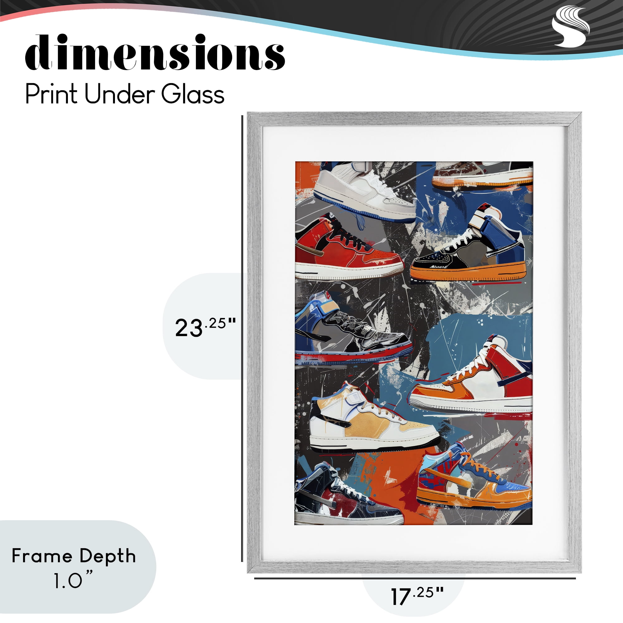 Stupell Industries Stylish Urban Shoe Collection Gray Framed Print Under Glass, design by Ray Powers