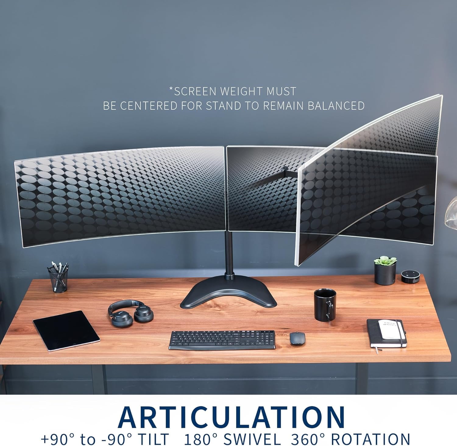 Dual Ultrawide Monitor Mount -Standing Desk Stand for 2 Screens  to 38 Inches Heavy-Duty Adjustable Arms  VESA 100x100mm Black STAND-V038F
