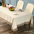 thumbnail image 1 of MAWCLOS Table Cloths Washable Tablecloths Covers Lace Tablecloth Home Decor Vintage Embroidered Polyester Waterproof Beige 39"x 63"/ 100cm*160cm, 1 of 1