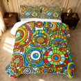 thumbnail image 2 of Erosebridal Kawaii Blossom Bed Spread Queen, Groovy Daisy Queen Coverlet Set, Reversible, Bright Rainbow, 3pcs (1 Quilt and 2 Pillowcases), 2 of 7