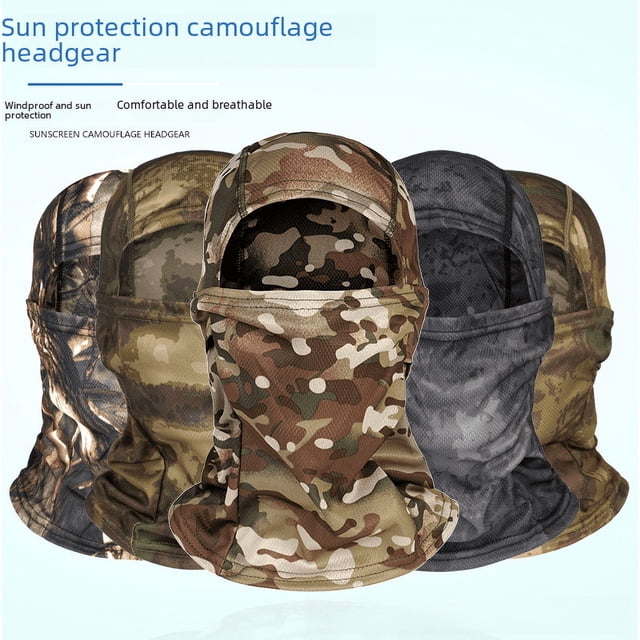 Casco de ciclismo Máscara de camuflaje con protección solar Máscara para exteriores Tejido de malla de secado rápido Casco protector para senderismo a prueba de viento