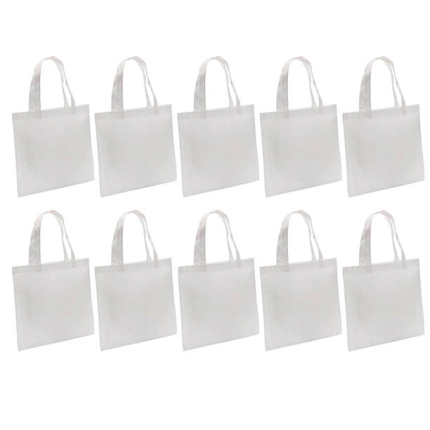 Bolsa de de tejida en , reutilizable, ligera, blanca, 10 Uds., bolsa de mano personalizada para actividades publicitarias DIY