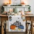 thumbnail image 2 of Fall Table Runner Thanksgiving Blue Pumpkin Table Runners Maple Leaves Sunflower It's Fall Y'all Cotton Linen Dresser Scarf Kitchen Dining Table Decor for Fall Holiday Party Decor 13x36 Inch, 2 of 9