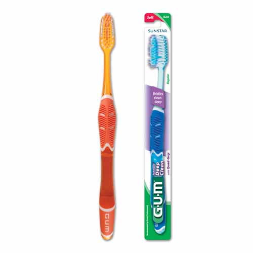 Gum Technique Sunstar Regular Deep Clean Toothbrush With Quad Grip, Full/Medium 1 Ea, 6 Pack