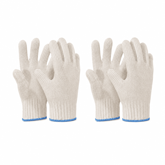 Slaprin-Heat Resistant Gloves Oven Gloves Heat Resistant with Fingers Oven Mitts Kitchen Pot Holders Cotton Gloves Kitchen Gloves Double Oven Gloves with Fingers White 2 Pairs
