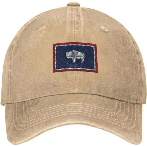 Vintage Flag of Wyoming for Polygon Effect Baseball Cap Men and Women Cowboy Hat Outdoor Adjustable Casquette Natural